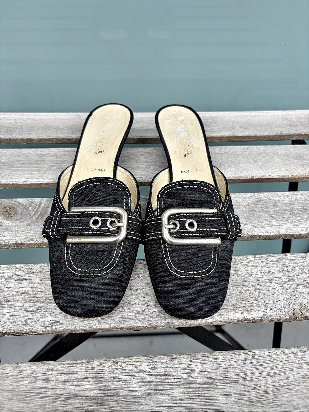 Prada Buckle Mules in Black EU 36